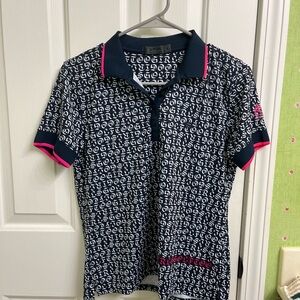 Stylish Polo Shirt - Navy and Pink